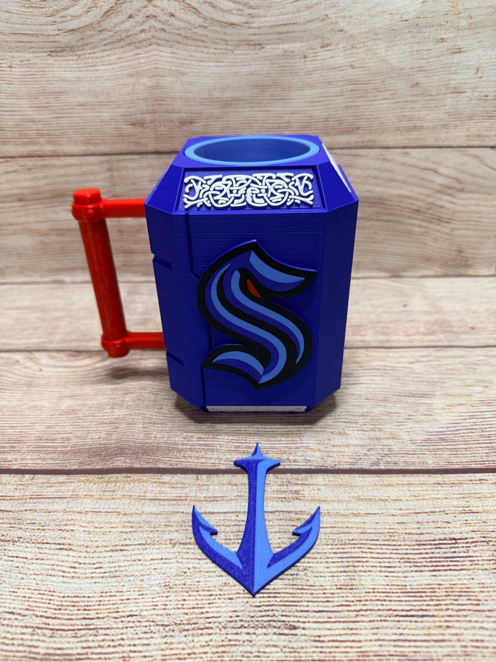 Seattle Kraken Mjolnir Inspired Drink Koozie 3D Printed Thor’s Hammer